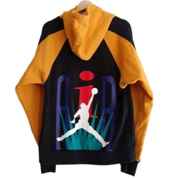 Nike Air JORDAN Legacy Flight Nostalgia AJ9 Hoodie Yellow Black Men's Sz S - Picture 3 of 16